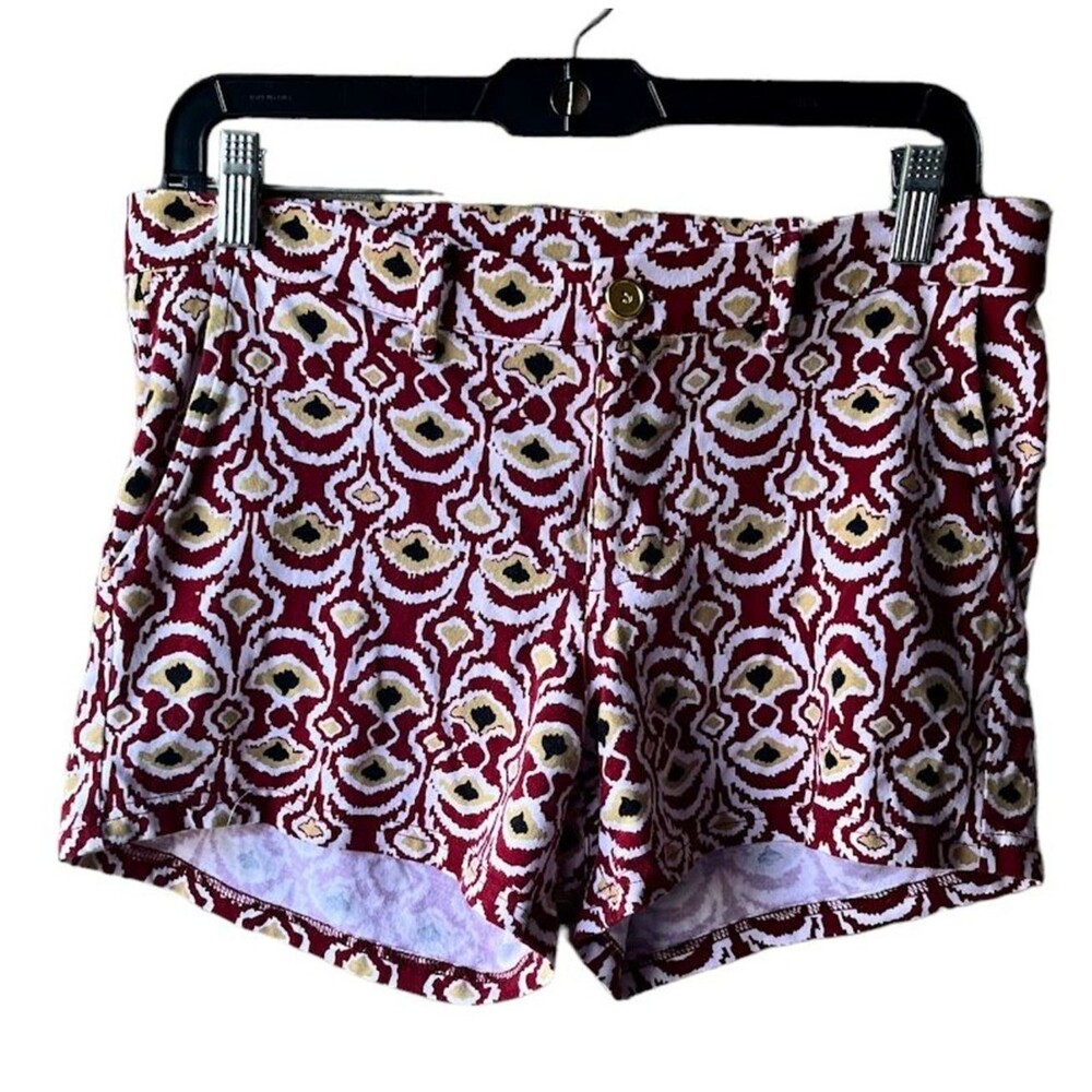All For Color Tailored Summer Shorts Sz Med Womens Red Black White Tan Stretch